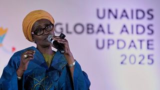 UNAIDS-Chef Winnie Byanyima spricht bei einer Veranstaltung in Südafrika am 10. Juli 2025.